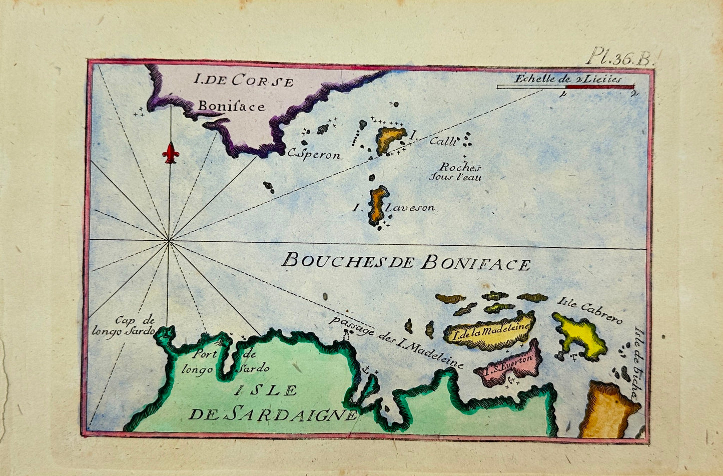 Antique Map - Joseph Roux - Strait of Bonifacio - Corsica & Sardinia - F5