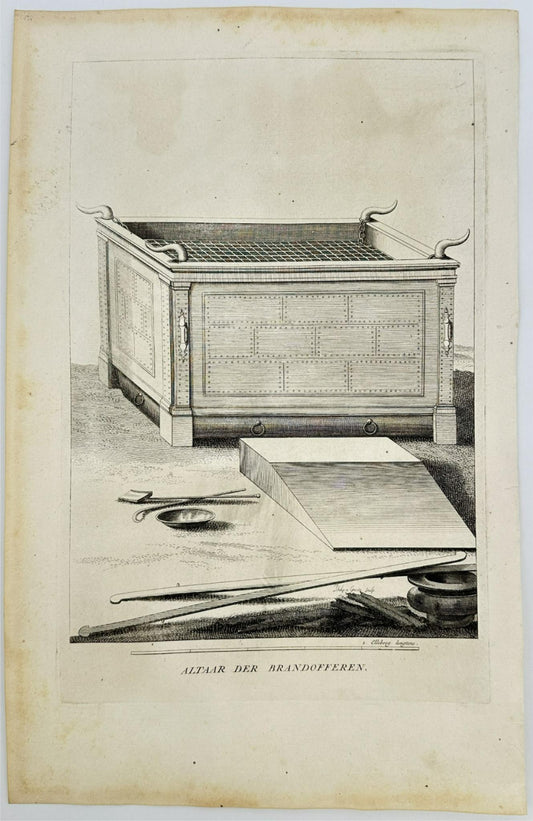 Antique Print - Antoine Augustine Calmet - Biblical Sacrificial Altar - F5