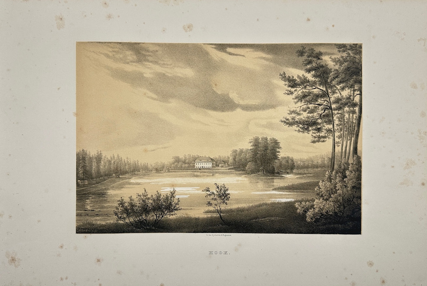 Antique Engraving - Ulrik Thersner - View of Hook's Manor in Sweden - E3