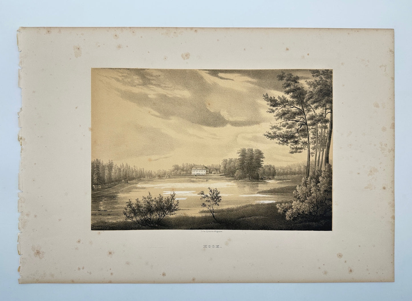 Antique Engraving - Ulrik Thersner - View of Hook's Manor in Sweden - E3