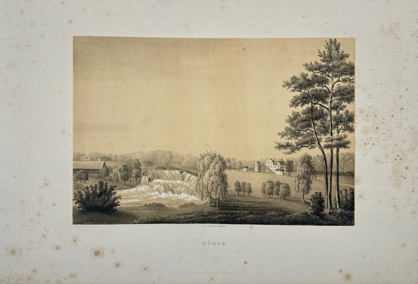 Antique Engraving - Ulrik Thersner - View of Horle Manor in Sweden - E3