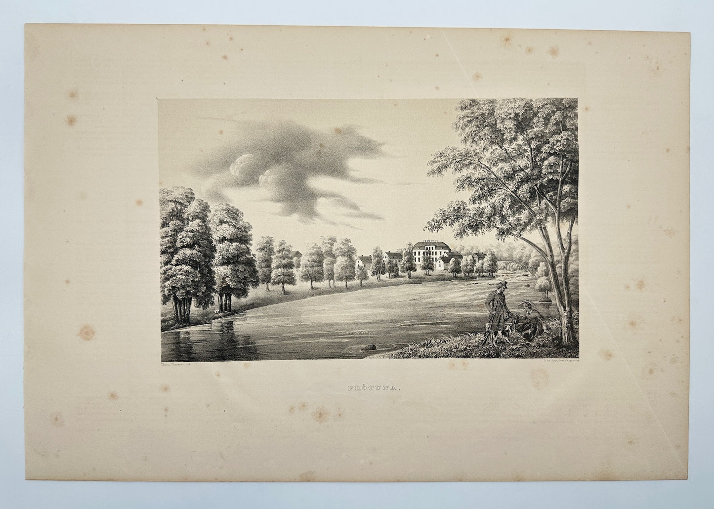 Original Antique Engraving - Ulrik Thersner - View of Frotuna in Sweden - E3