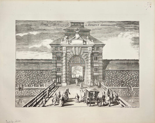 Antique Print - Erik Dahlberg - View of Kungsporten - Drottningporten - E1