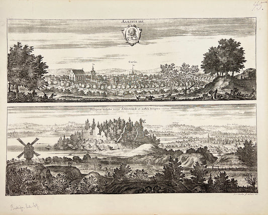 Original Antique Print - Erik Dahlberg - View of Alingsås in Sweden - E1