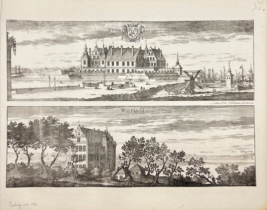 Antique Print - Erik Dahlberg - View of Wisingsborg Castle in Sweden - E1