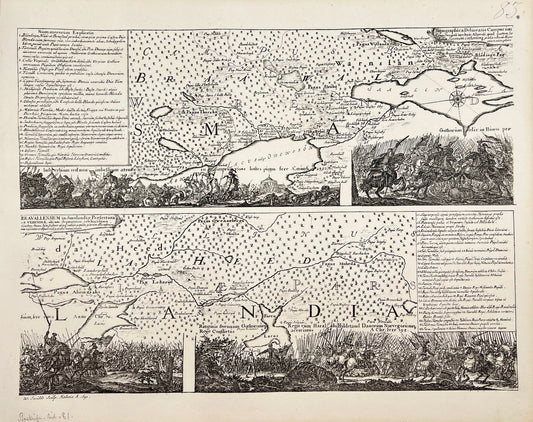 Original Antique Print - Erik Dahlberg - Map of the Bravalla Heide - E1