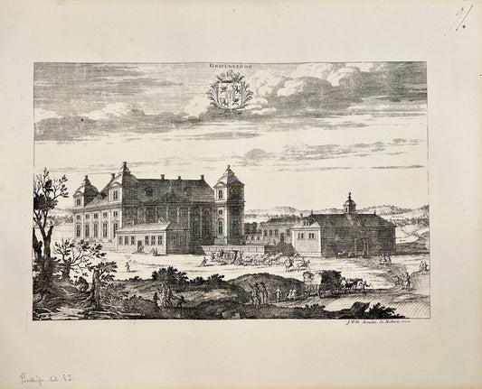 Antique Print - Erik Dahlberg - View of Gripenberg Castle in Sweden - E1