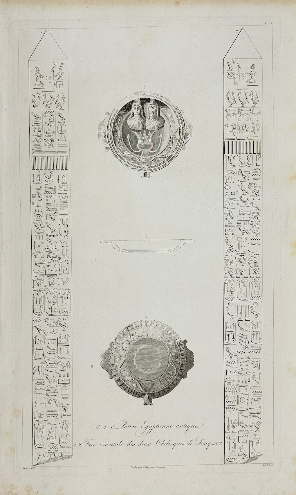 Antique Print - Denon - Hieroglyphics of the Obelisks of Thebes - Egypt - F3