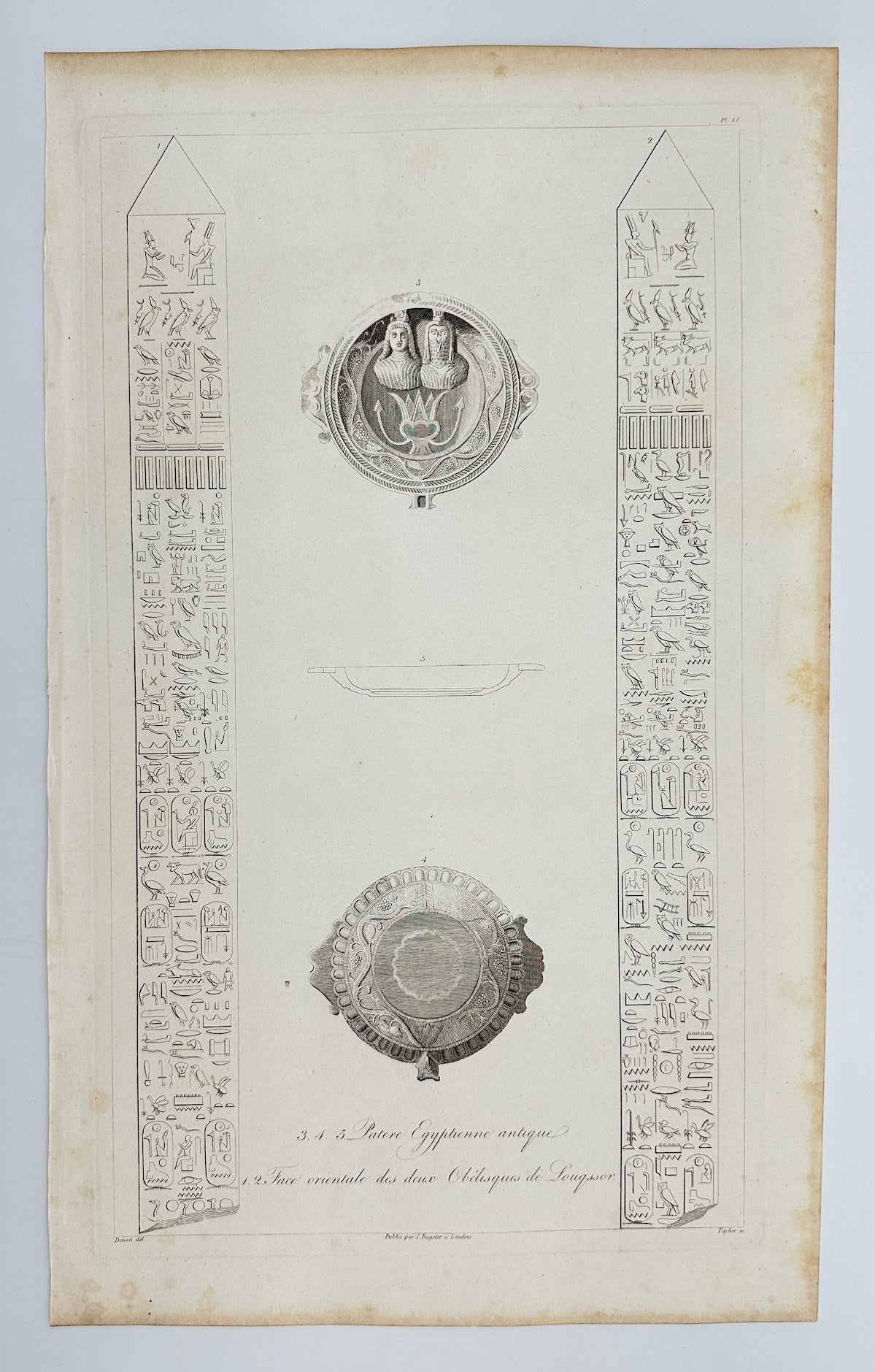 Antique Print - Denon - Hieroglyphics of the Obelisks of Thebes - Egypt - F3