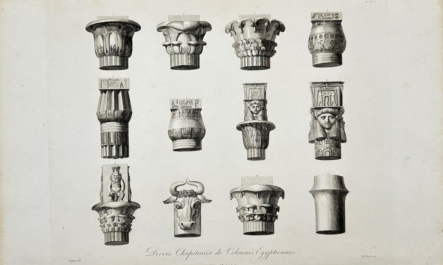 Original Antique Print - Dominique Vivant Denon - Egypt Columns - Egypt - F3