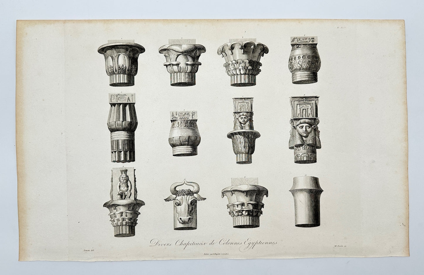 Original Antique Print - Dominique Vivant Denon - Egypt Columns - Egypt - F3