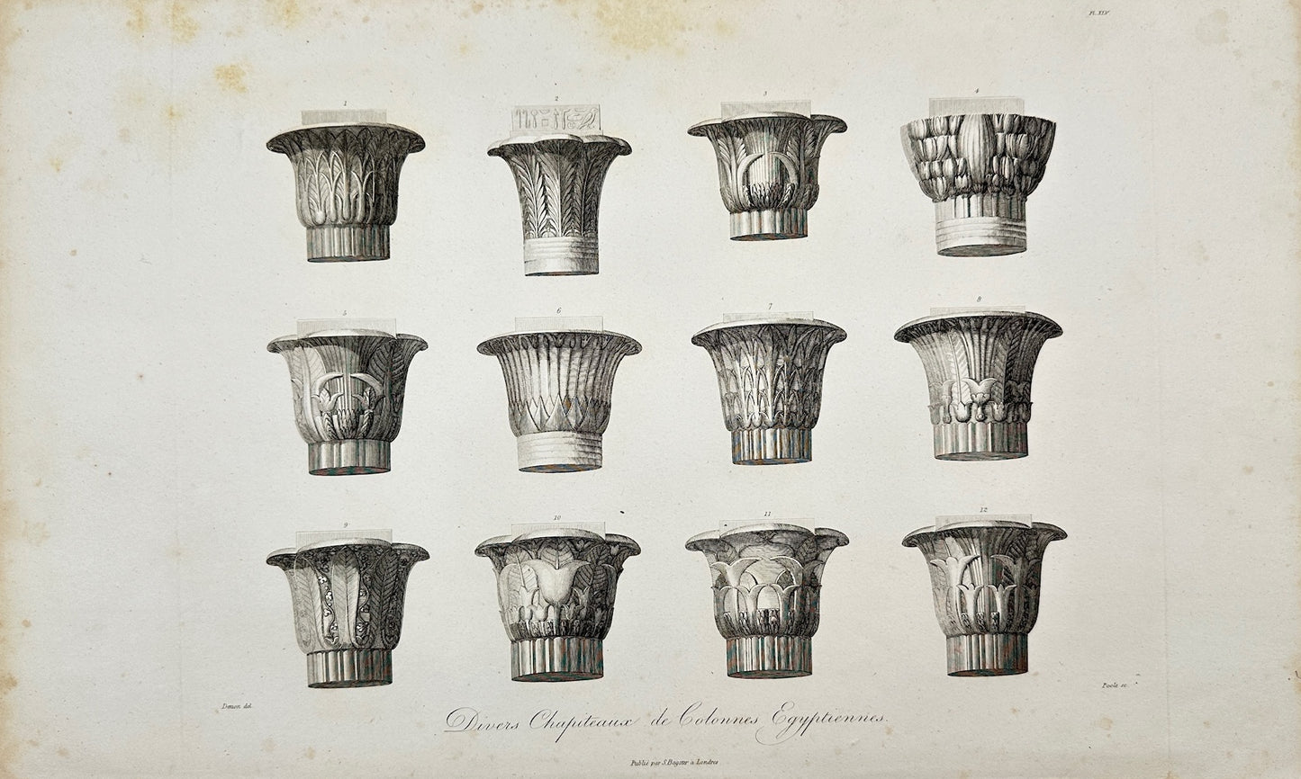 Antique Print - Dominique Vivant Denon - Egyptian Column Capitals - Egypt - F3