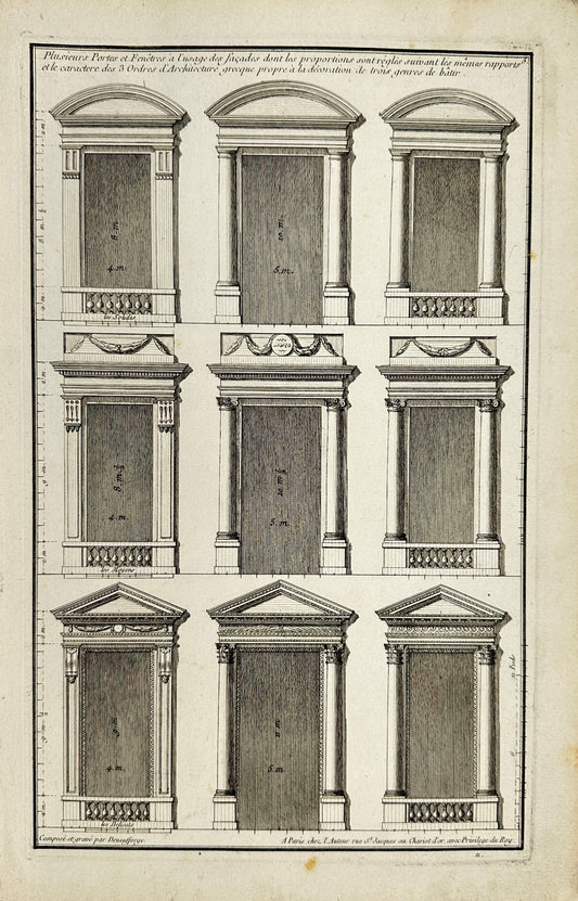 Antique Print - Jean-Francois de Neufforge - Architectural Diagram - France - F3