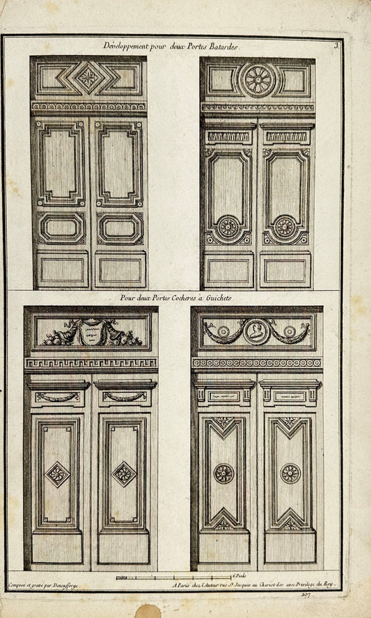 Antique Print - Jean-Francois de Neufforge - Development for Doors - France - F3