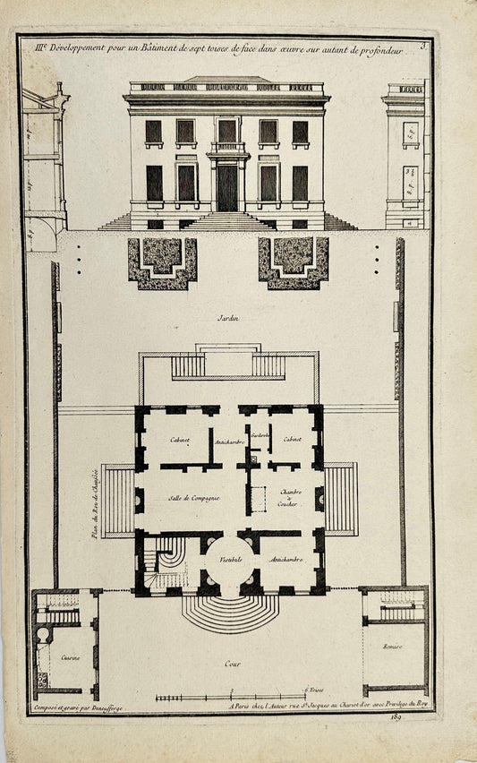 Antique Print - Jean-Francois de Neufforge - Building Diagram - France - F3