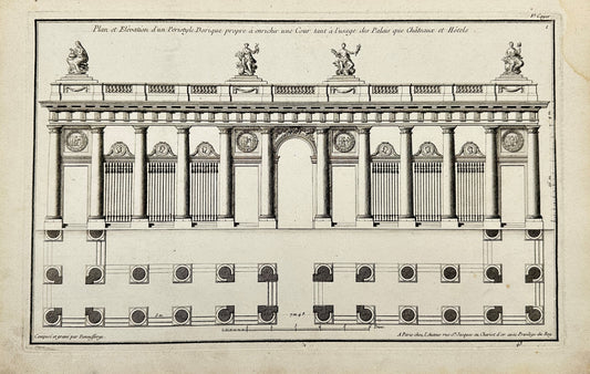 Antique Architectural Print - Plan and Pediment of the Doric Peris - France - F3