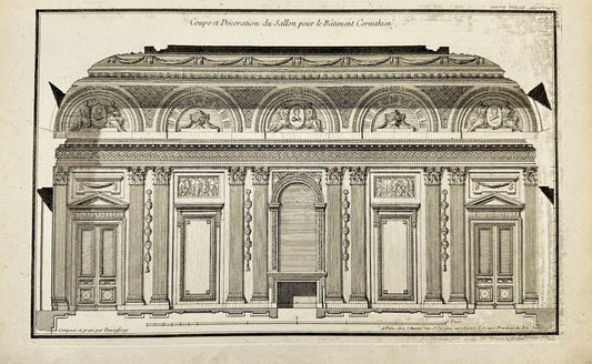 Antique Architectural Print - Diagram of a Corinthian Building - France - F3