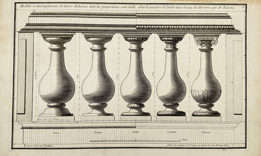 Antique Architectural Print - Jean-Francois de Neufforge - Balustrades - F3