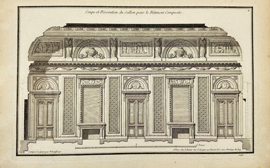 Antique Architectural Print - Diagram for a Composite Building - France - F3