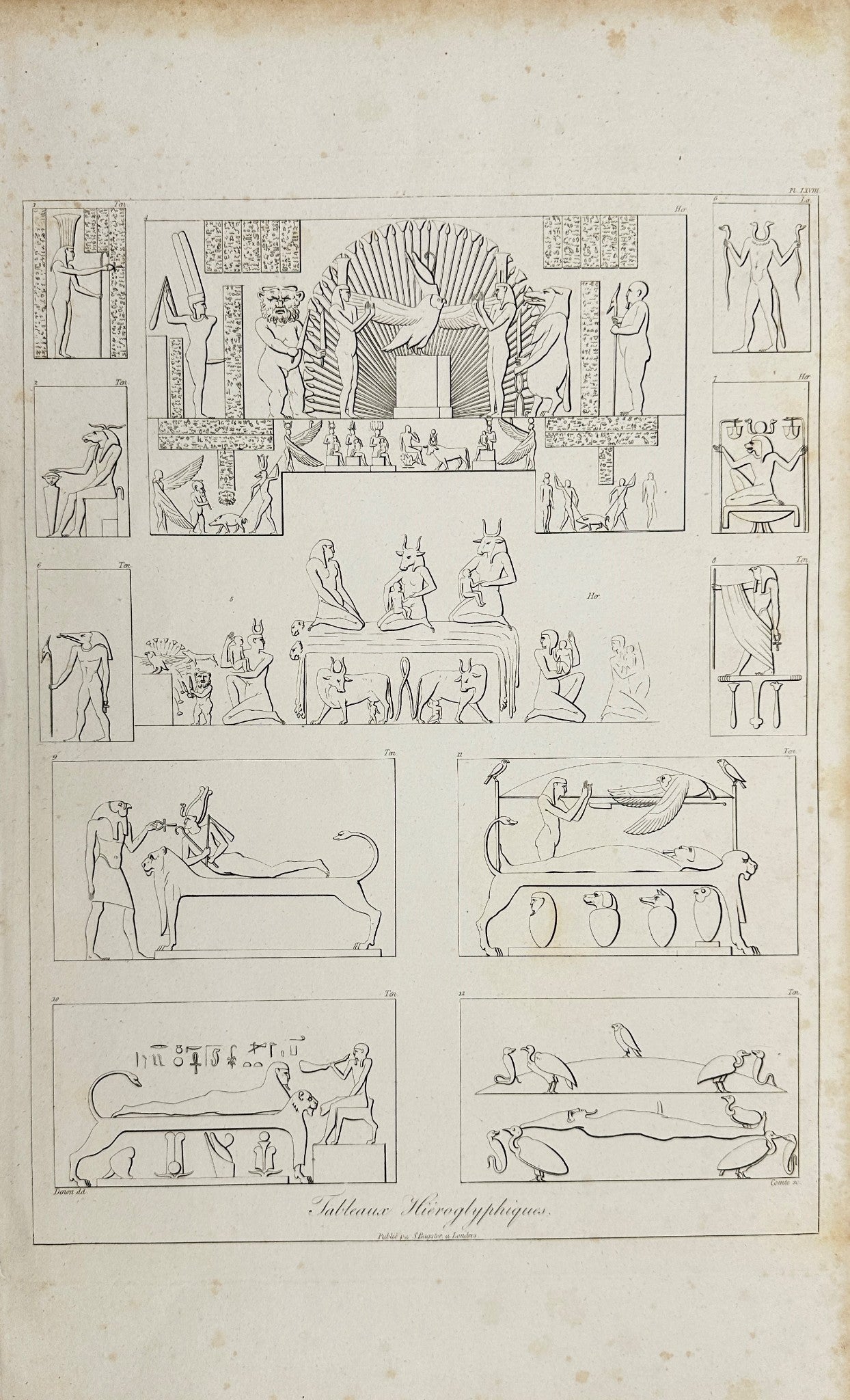 Antique Print - Dominique Vivant Denon - Tablet Hieroglyphics - Egypt - F3