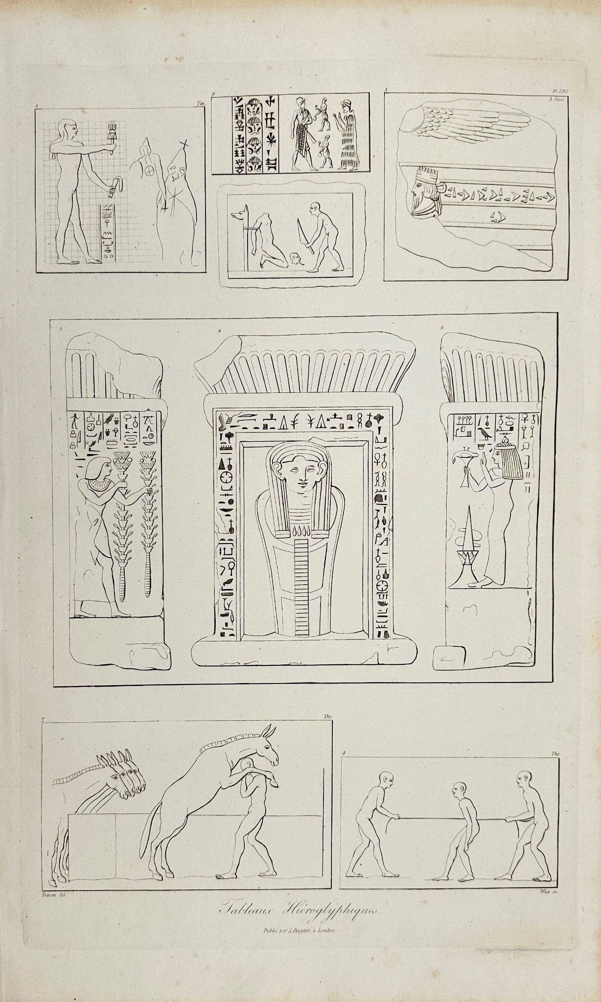 Antique Engraving - Dominique Vivant Denon - Deity Figures - Egypt - F3