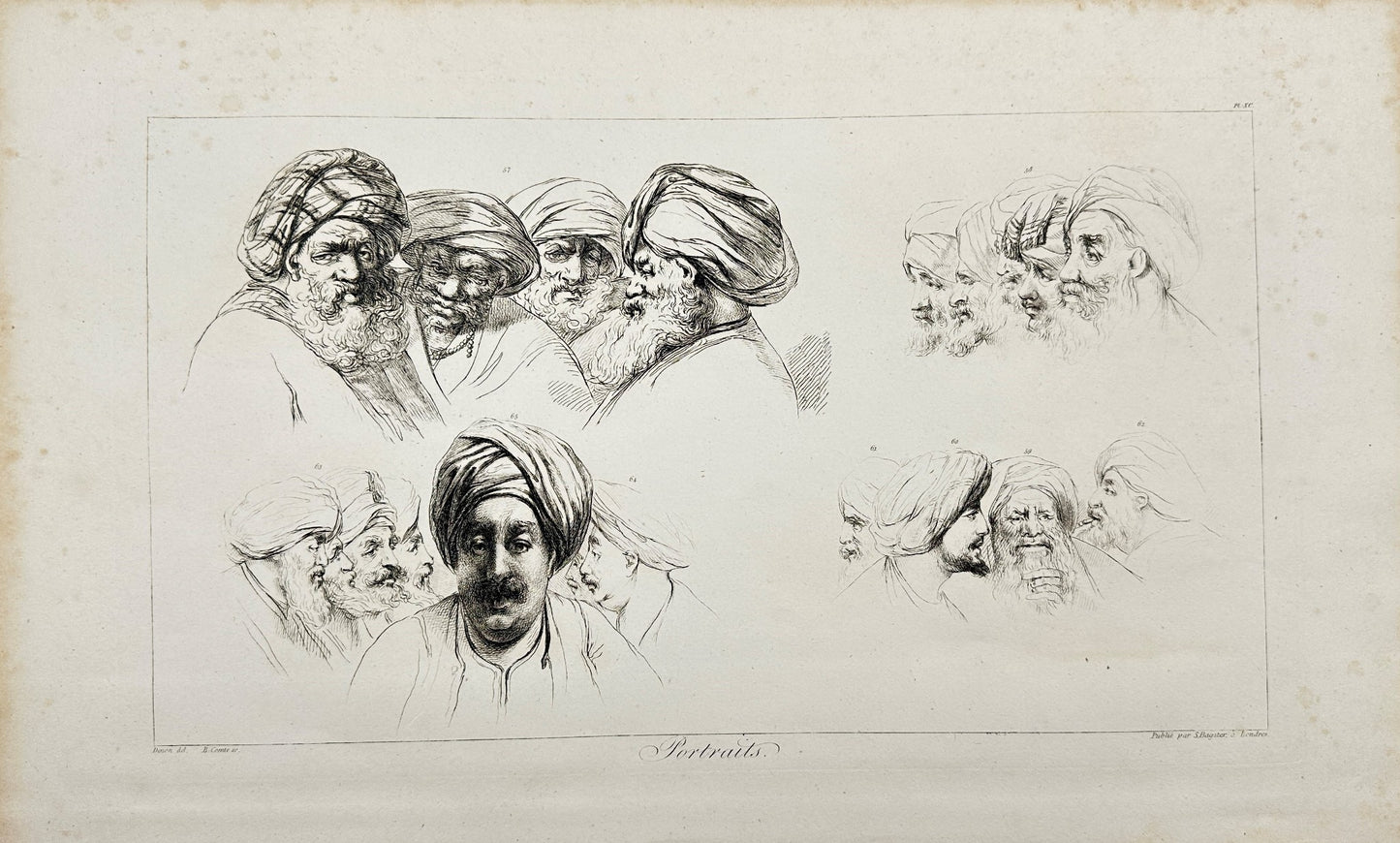 Antique Engraving - Dominique Vivant Denon - Portraits of Egyptians - F3