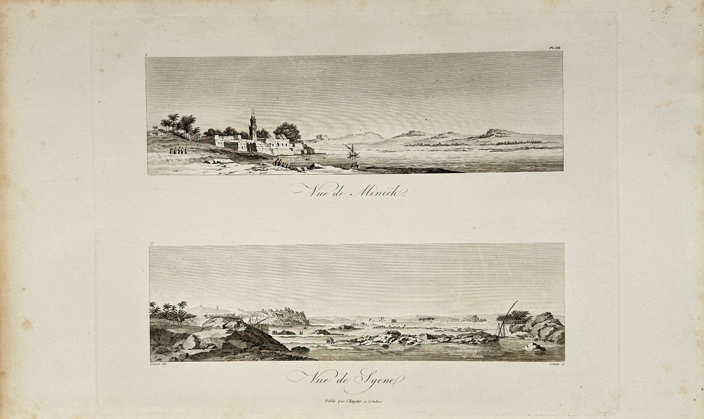 Antique Print - Dominique Vivant Denon - Vue de Minich and Vue do Syenes - F3