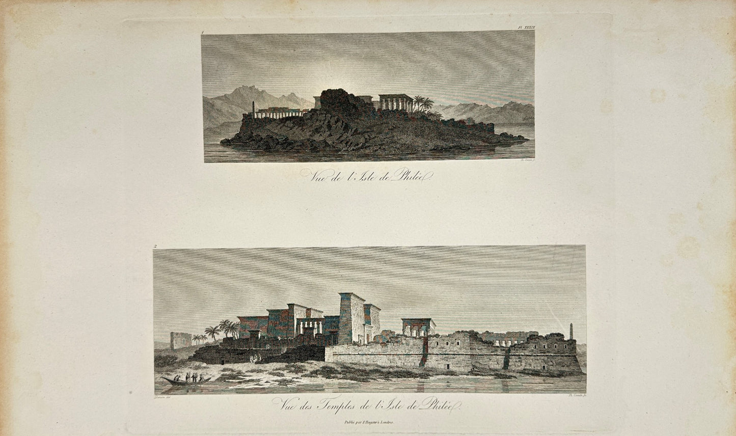 Antique Engraving - Dominique Vivant Denon - View of Egyptian Ruins - F3