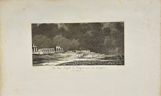 Antique Engraving - Dominique Vivant Denon - View of Luxor Temple - Egypt - F3