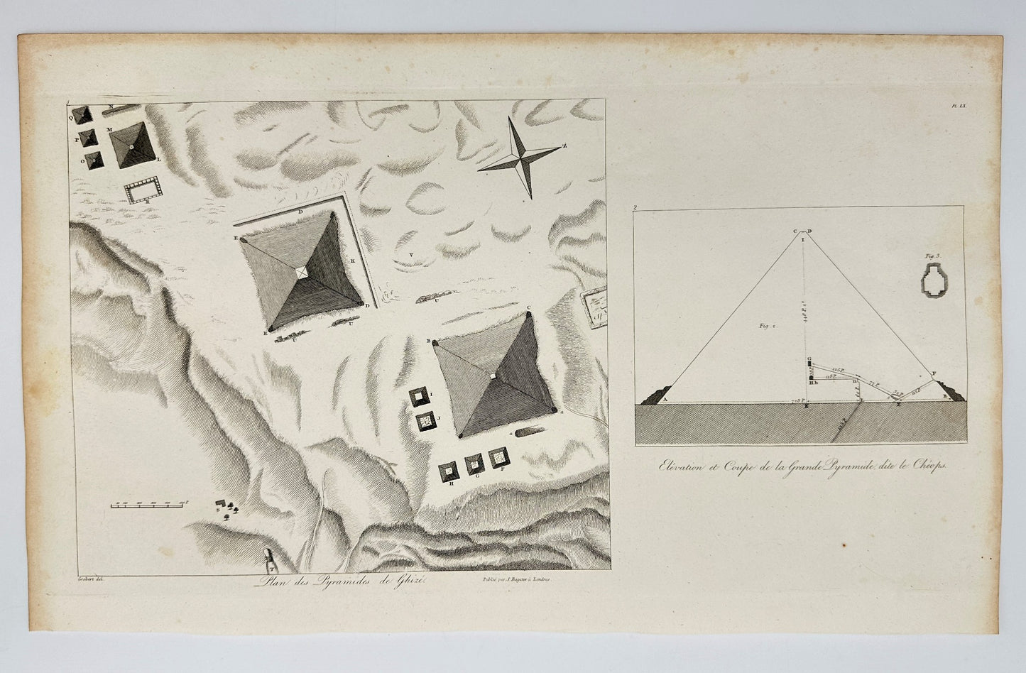 Antique Engraving - Dominique Vivant Denon - Pyramid Plan - Egypt - F3