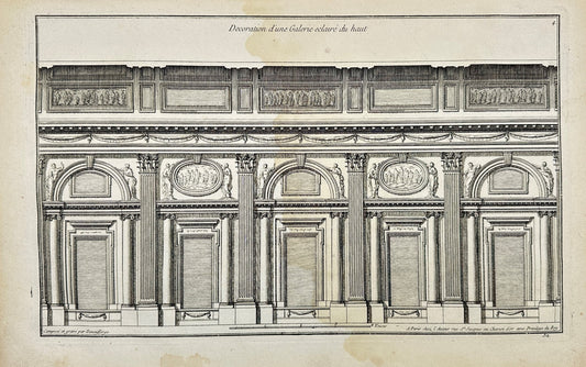 Antique Architectural Print - Decoration of an Gallery - France - F4