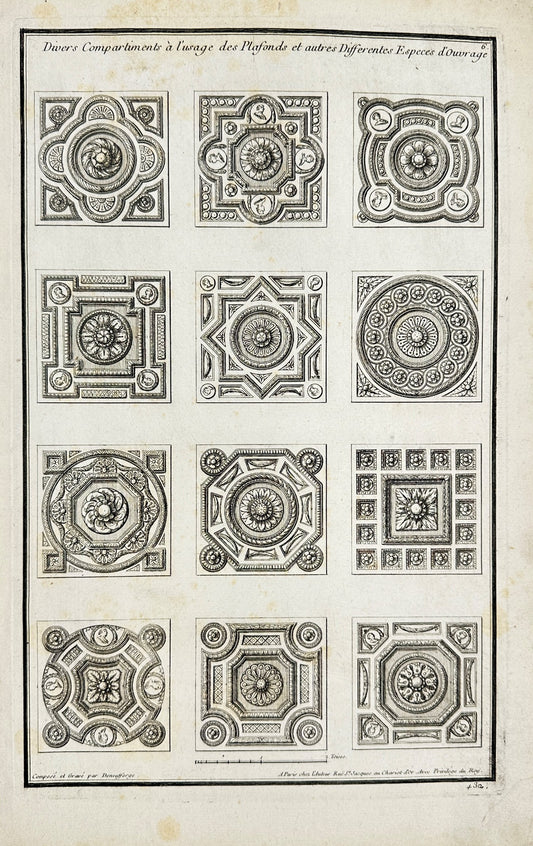 Antique Print - Jean-Francois de Neufforge - Architectural Pattern - F4