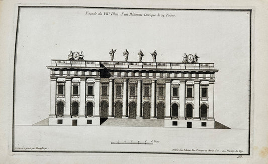 Antique Architectural Print - Floor Plan of Chatsworth House - France - F4