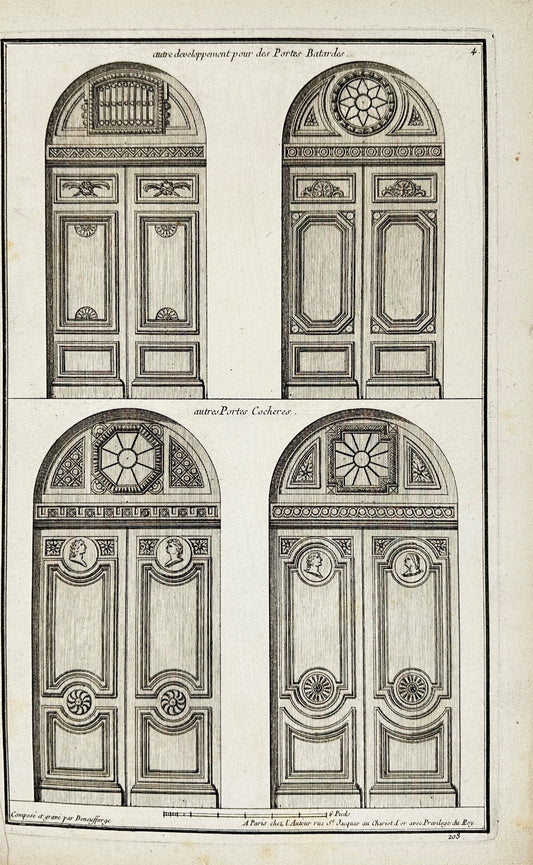 Antique Print - Jean-Francois de Neufforge - Architectural Window Plan - F4