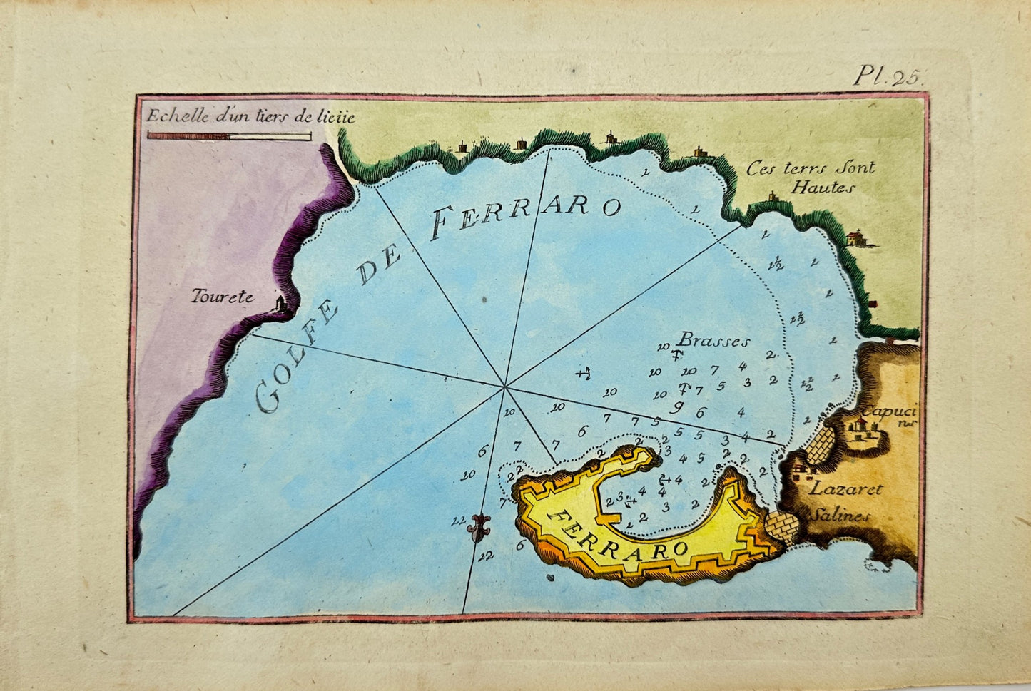 Antique Map - Joseph Roux - Gulf of Ferraro - Italy, Portoferraio - F5