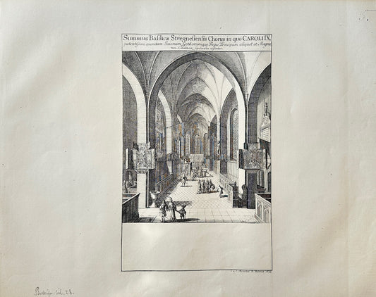 Original Antique Print - Erik Dahlberg - View of the Basilica's High Choir - E1