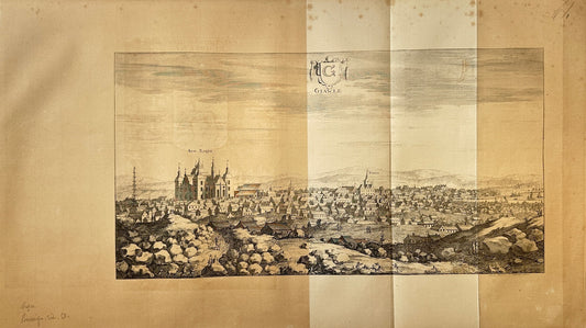 Original Antique Topographical - Erik Dahlberg - View of Gavle in Sweden - E1