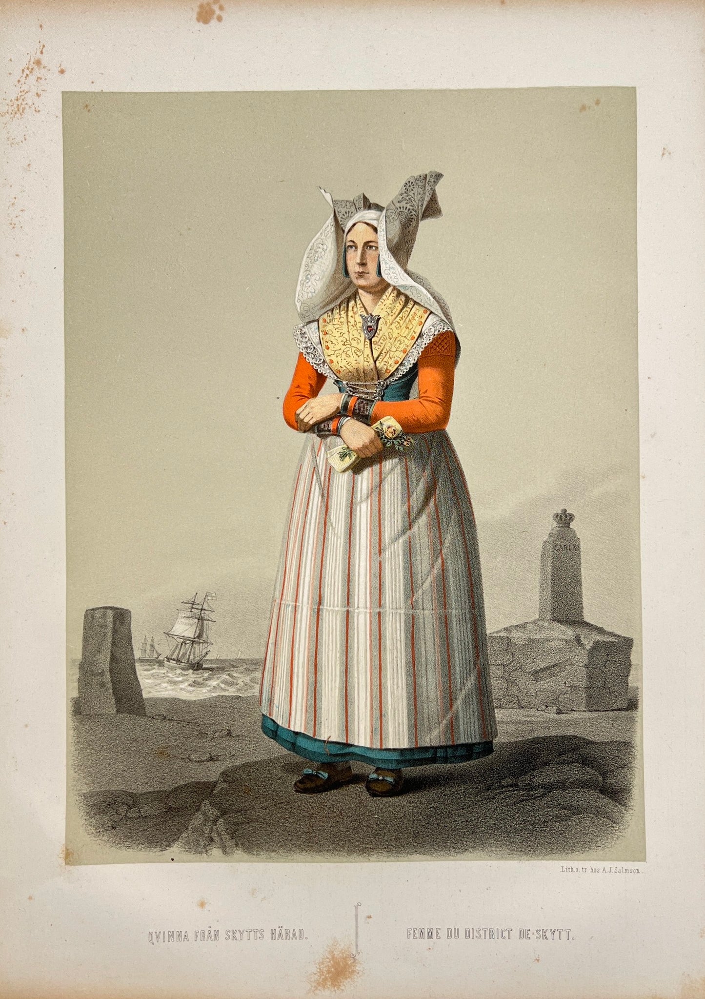 Antique Print - Otto Henrik Wallgren - Woman from Härad - Stockholm - C2