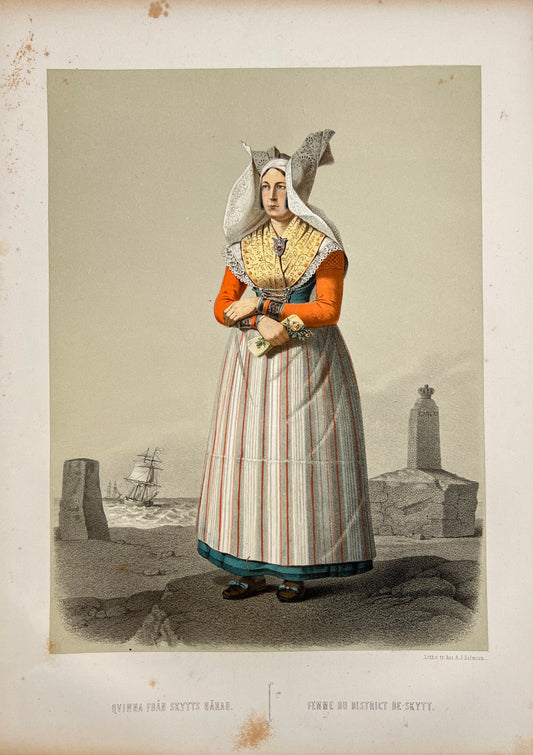 Antique Print - Otto Henrik Wallgren - Woman from Härad - Stockholm - C2