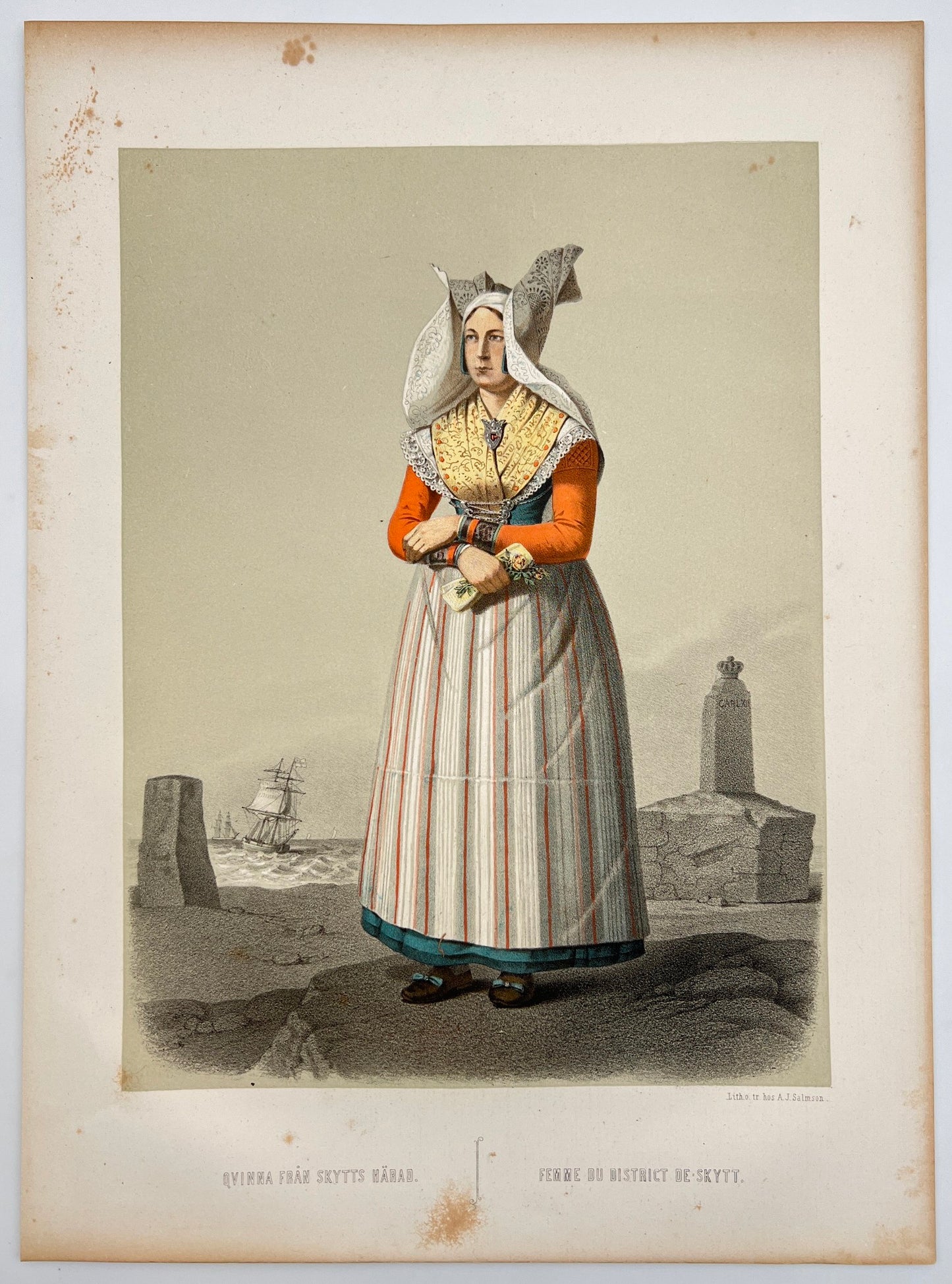 Antique Print - Otto Henrik Wallgren - Woman from Härad - Stockholm - C2