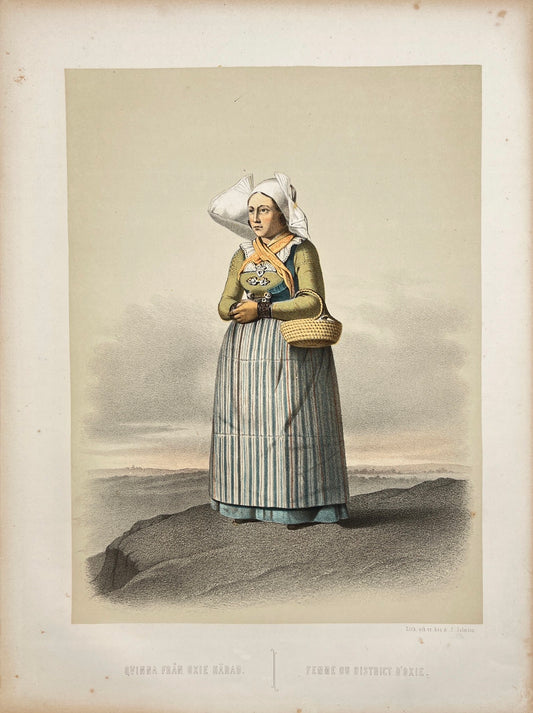 Antique Print - Otto Henrik Wallgren - Woman from Oxie District - Stockholm - C2