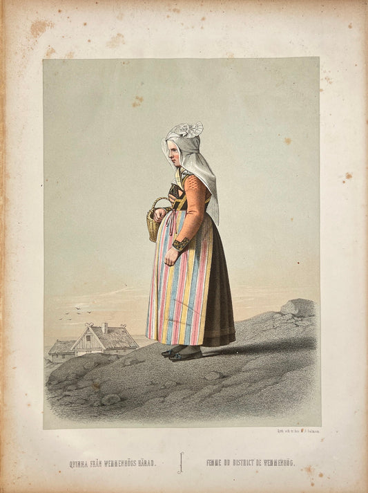 Antique Print - Otto Henrik Wallgren - Woman from Wemmenhög District - C2