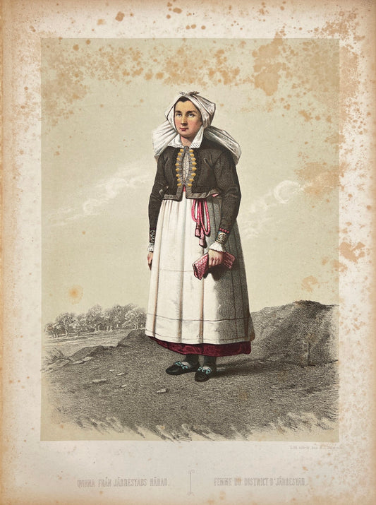 Antique Costume Print - Otto Henrik Wallgren - Woman from Jarrestad - C2