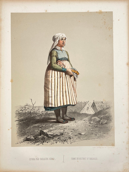 Antique Costume Print - Wallgren - Woman from Wemmenhög District - Swedish - C2