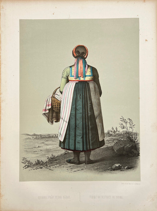 Antique Costume Print - Otto Henrik Wallgren - Woman from Torna - Swedish - C2