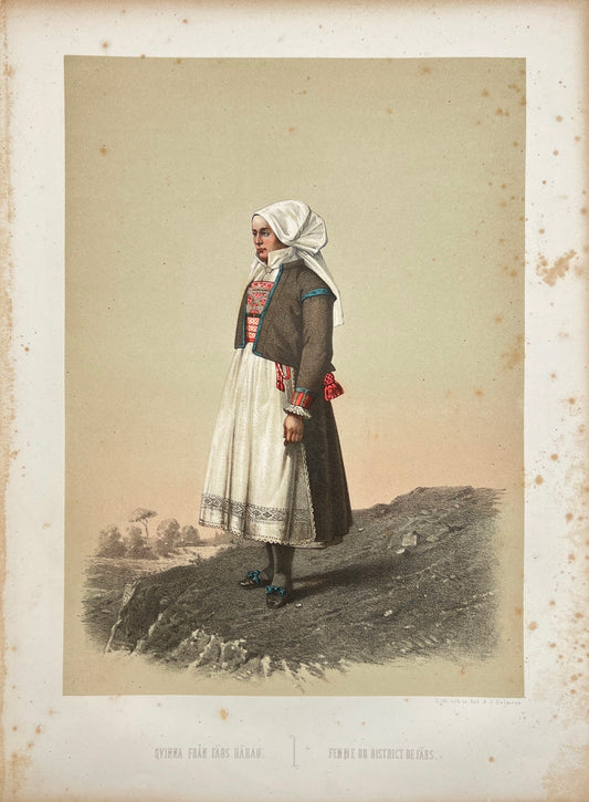 Antique Costume Print - Otto Henrik Wallgren - Woman from Far's Heath - C2