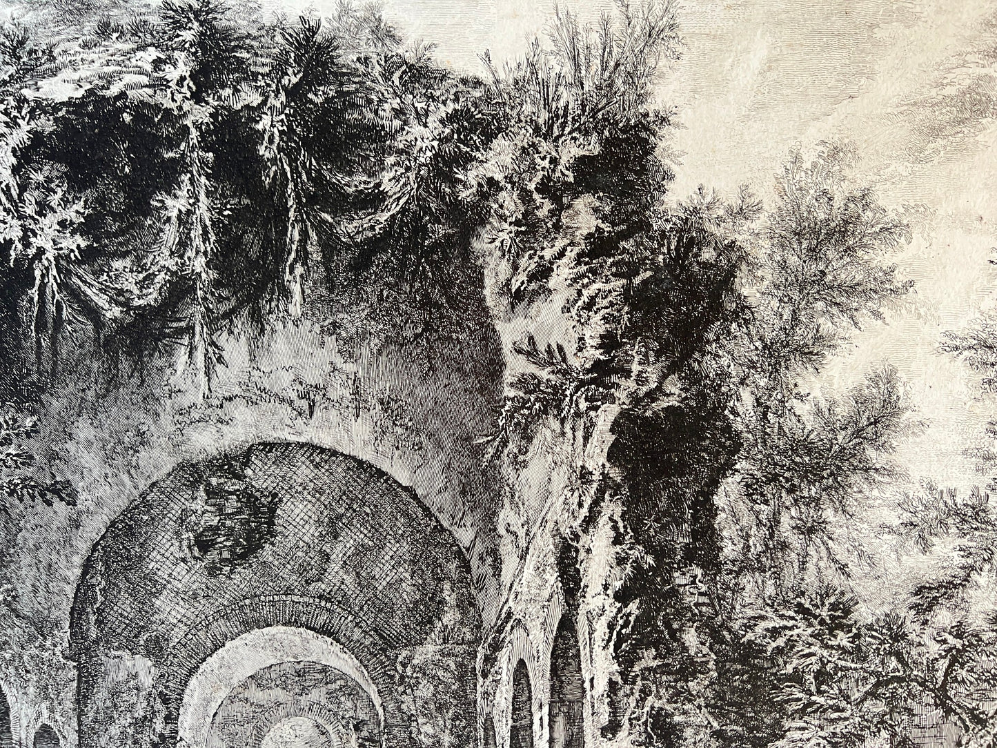 Antique Etching - Veduta della fonte e delle Spelonche d'Egeria - Piranesi 1766