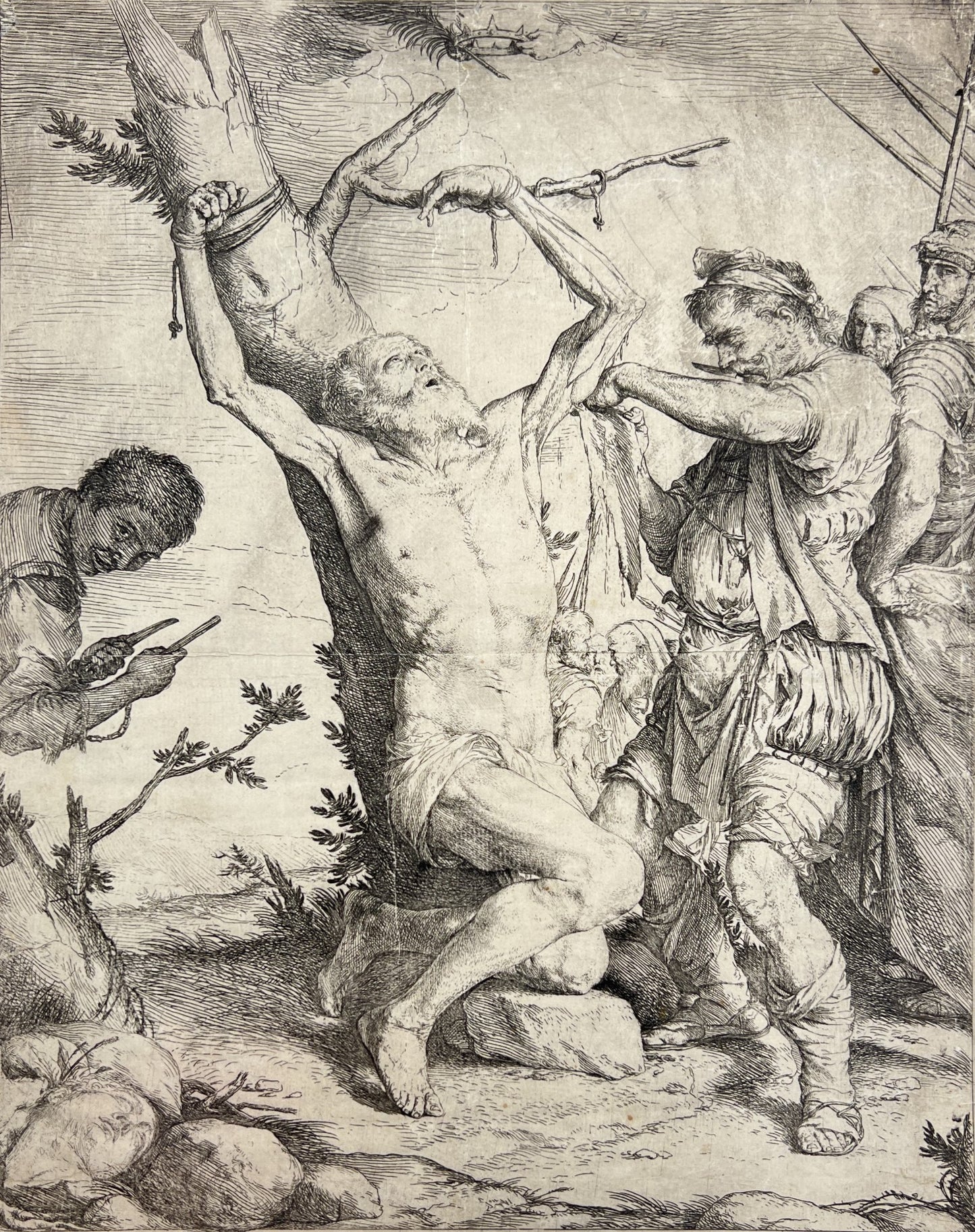 Antique Religious Print - The Martyrdom of Saint Bartholomew - Jusepe de Ribera