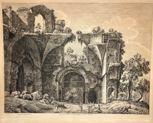 Antique Print - Luigi Rossini - Avanzi della Biblioteca in Villa Adriana - Art - Dahlströms Fine Art